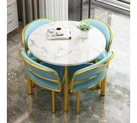 WANGCEPLSD Table a Manger avec 4 Chaises, Table Ronde de Conférence avec 4 Chaises, Structure en Acier au Carbone, pour La Réception, Le Coin Petit Déjeuner Ou Le Salon(Blue)