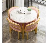 WANGCEPLSD Table a Manger avec 4 Chaises, Table Ronde de Conférence avec 4 Chaises, Structure en Acier au Carbone, pour La Réception, Le Coin Petit Déjeuner Ou Le Salon(Pink)