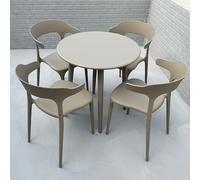 WANGCEPLSD Table a Manger Ronde avec 4 Chaises, Table de Bureau Simple, en Bois D'hévéa, Chaises en Polypropylène Moulées d'une Seule Pièce, pour Le Salon Ou La Salle de Séjour(Beige,80cm/31.5in)