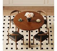 WANGCEPLSD Table Ronde avec 4 Chaises, Table de Réception de Bureau, en Bois D'hévéa, Idéal pour Le Salon, La Salle de Séjour ou La Cuisine(Black,60cm/24in)