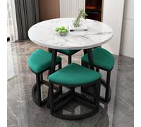 WANGCEPLSD Tables de Conférence pour 4 Personnes, Table a Manger Ronde avec Chaises, Revêtement des Chaises en Tissu, Structure en Acier, pour Bureau ou Salle de Conférence(Green)