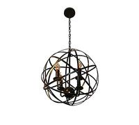 wangch Lampe à Suspension Industrielle rétro, Lustre Porte-Bougie sphérique en métal, luminaires de Plafond en Laiton Antique, Suspension à Quatre têtes E14