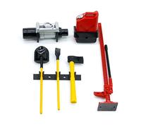 WANGCL 6PCS RC Crawler Accessoire RC Car Sets d'outils décoratifs Treuil + Jack + Pelle à Sable + Hache + Bidon d'huile + Traîneau en Bois Compatible avec 1/10 RC Car D90 D110 SCX10