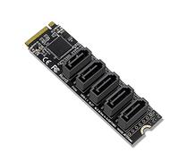 WANGCL Adaptateur NVME vers SATA M.2 vers SATA Convertisseur 5 ports avec radiateur en aluminium Fonction PM