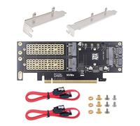 WANGCL Carte d'extension 3 en 1 pour disque dur M.2 PCIE Adaptateur MSATA vers PCIE 16x Convertisseur avec déflecteur et câble SATA