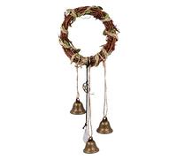 WANGCL Cloches de sorcière pour la protection de la maison - Couronne faite à la main avec pentagramme et cloche en laiton