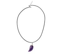 WANG ollier avec pendentif en forme d'ailes d'ange en cristal d'améthyste naturel sculpté - Collier en cuir noir - Bijou spirituel de guérison - Breloque gardien du pouvoir
