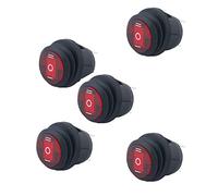 WANGCL KCD1 Lot de 5 interrupteurs à bascule ronds étanches 12 V pour voiture, bateau, camion Rouge