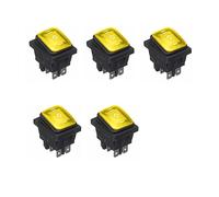 WANGCL KCD4 Lot de 5 interrupteurs à bascule étanches à LED 12 V ON/OFF/ON 3 positions 6 broches pour voiture, bateau, camion Jaune