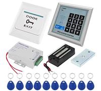 WANGCL Kit complet de système de contrôle d'accès pour ports RFID avec clavier d'entrée porte autonome de 125 KHz, bouton de sortie d'alimentation électrique avec serrure magnétique