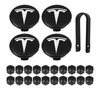 WANGCL Kit de 25 Enjoliveurs de Roue Avec 4 Cache-Moyeux Centraux, 20 Écrous de Cosse, 1 Extracteur pour Modèle 3, Y, S, X, Blanc T