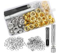WANGCL Kit d'œillets de 102 pièces avec 100 œillets de 12 mm et outil de perforation et outil de fixation pour bâche, tissu, rideaux et loisirs créatifs