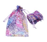 WANGCL Lot de 100 pochettes en organza avec cordon de serrage Motif corail Violet 13 x 18 cm