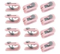 WANGCL Lot de 12 clips de sécurité sans épingles pour housse de couette, drap de lit, drap de plage, courtepointe, rideaux, chaussettes - Rose avec boîte de rangement