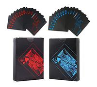 WANGCL Lot de 2 cartes de poker imperméables en PVC noir et bleu - Outil de jeu de tours de magie en plastique - Couleur froide - Outil de jeu pour fête de famille