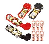 WANGCL Lot de 2 connecteurs de borne de batterie de voiture avec pinces et cosses de câble de batterie - Œillets en cuivre négatifs et positifs - Résistance en cuivre pour voiture et camionnette