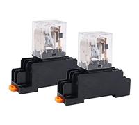 WANGCL Lot de 2 mini relais électromagnétiques DC12 V 8 broches DPDT relais 2NO + 2NC avec base de prise et indicateur LED