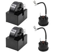 WANGCL Lot de 2 relais de démarrage de compresseur 2 broches 15 Ohm + 2 protecteurs de surcharge de compresseur 1/4 HP pour réparation de réfrigérateur