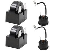 WANGCL Lot de 2 relais de démarrage de compresseur 3 broches 15 Ohm + 2 protecteurs de surcharge de compresseur 1/4 HP pour réparation de réfrigérateur