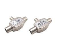 WANGCL Lot de 2 répartiteurs coaxiaux d'antenne TV 2 voies - Adaptateur 2 mâle vers 1 femelle - Boîtier en métal - Répartiteur d'antenne numérique coaxial
