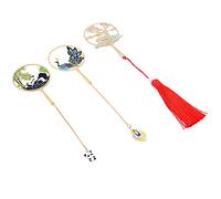 WANGCL Lot de 3 marque-pages en métal en forme d'animal, marque-pages classiques et vintage avec chaîne dorée et boîte cadeau pour lecteur, femmes et enfants (paon, panda, cerf sika)