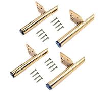 WANGCL Lot de 4 pieds de meubles en fer - 13 cm - Pieds de table modernes en métal - Avec 20 vis - Pour canapé, table basse, meuble TV, lit et autres meubles (doré)