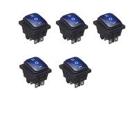 WANGCL Lot de 5 interrupteurs à bascule LED étanches 12 V ON/OFF/ON 3 positions 6 broches pour voiture, bateau, camion - KCD4 - Bleu