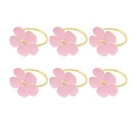 WANGCL Lot de 6 ronds de serviette blancs avec boucles florales pour mariage, banquet, Thanksgiving, Noël, décoration de table (rose)