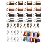 WANGCL Lot de 60 porte-clés avec 20 porte-clés avec porte-clés, 20 porte-clés en cuir, 20 mousquetons pivotants pour la fabrication de porte-clés