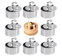 WANGCL Lot de 8 moules à gâteau ronds, moule à manqué, en acier inoxydable avec 8 anneaux et 8 presses alimentaires