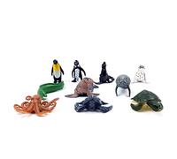 WANGCL Mer Créature Jouets 10PCS Antarctique Océan Figurines d'animaux pour Tout-Petits Enfants Mer Vie Jouet Pack Préscolaire et Bain Plastique Poisson Pingouin Épaulard Décorations Figurines