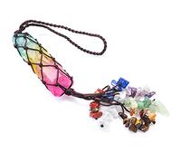 WANGCL Ornement à Suspendre en Pierre de Cristal de guérison 7 Chakra, Cristal de Roche irrégulier Enduit de Titane Arc-en-Ciel pour la décoration de la Maison de Voiture Reiki Yoga méditation