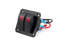 WANGCL Panneau de commande en aluminium 12V/24V - Interrupteur à bascule marche/arrêt à 2 positions Panneau de commande étanche avec lumière LED rouge pour voiture, moteur, caravane, remorque, bateau