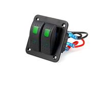 WANGCL Panneau de Commande en Aluminium 12V/24V - Interrupteur à Bascule Marche/arrêt à 2 Positions Panneau de Commande étanche avec lumière LED Verte pour Voiture, Maison, Caravane, remorque, Bateau