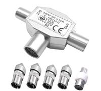 WANGCL Répartiteur d'antenne TV 2 voies répartiteur coaxial 1 vers 2 câble satellite avec adaptateur d'antenne mâle vers femelle prise TV RF