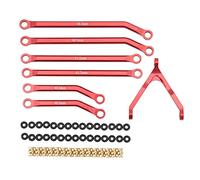 Wangcmcol Kit de biellette de direction à dégagement élevé, tringlerie de tige de traction en alliage d'aluminium CNC, pour voiture Rc, connecteur robuste, pièces de mise à niveau (Rouge)