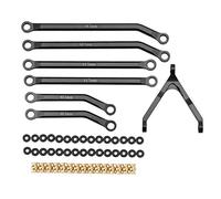 Wangcmcol Kit de biellette de direction à dégagement élevé, tringlerie de tige de traction en alliage d'aluminium CNC, pour voiture Rc, connecteur robuste, pièces de mise à niveau (Noir)