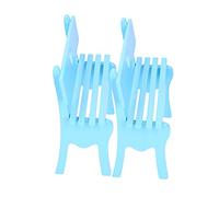 Wangcmcol Lot de 2 petites chaises décoratives en bois originalité pour la maison et le bureau (bleu)