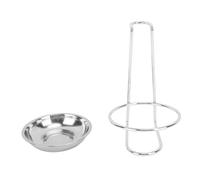 Wangcmcol Support vertical en acier inoxydable pour louche à soupe et cuillère - Accès facile - Pour ustensiles de cuisine - Argenté avec 1 assiette