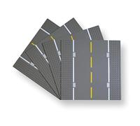 WANGE Plaque de Base Classique pour Les Blocs de Construction. Compatible avec Toutes Les Grandes Marques. 25 x 25 cm, 32 x 32 Points. 4 plaques de Route Droites.
