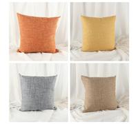 WANGG Housse de Coussin 35x35cm Couleur Unie Quatre Couleurs Lot de 4 Coton et Lin Décoratif Taie d'oreiller pour Chambre, canapé, Chaise, Lit,Jardin