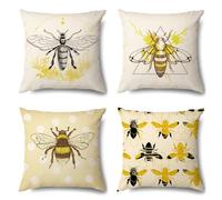 WANGG Housse de Coussin 40x40cm Insecte Lot de 4 Coton et Lin Décoratif Taie d'oreiller pour Chambre, canapé, Chaise, Lit,Jardin