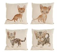 WANGG Housse de Coussin 40x40cm Petits Animaux Lot de 4 Coton et Lin Décoratif Taie d'oreiller pour Chambre, canapé, Chaise, Lit,Jardin