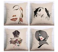 WANGG Housse de Coussin 60 X 60 cm Fleuriste Lot de 4 Coton et Lin Décoratif Taie d'oreiller pour Chambre, canapé, Chaise, Lit,Jardin
