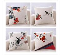 WANGG Housse de Coussin 65 X 65 cm Fruit d'encre Lot de 4 Coton et Lin Décoratif Taie d'oreiller pour Chambre, canapé, Chaise, Lit,Jardin