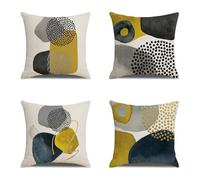 WANGG Housse de Coussin 80 X 80 cm Motif Jaune tacheté Lot de 4 Coton et Lin Décoratif Taie d'oreiller pour Chambre, canapé, Chaise, Lit,Jardin