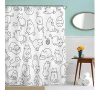 WANGG Rideau de Douche Ourlet Lesté, Imperméable Lavable,Rideau Baignoire Tissu Polyester avec Crochets pour Baignoire Cabine de Douche, pour Salle de Bain,Boule à Ficelle pour Chat,200X200CM