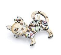 WANGGW Broche pour Femmes Belle Émail Chat Broches Femmes Métal Strass Fleur Animal Casual Broche Broches Fête d'anniversaire Cadeaux Bijoux Écharpe Vêtements Badge Broche Cadeau