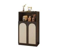 WANGHAI-666 Buffets d'entrée Kitchen Sideboard Living Room Storage Floor-Standing Rattan Double Doors with Compartments 66cm(Noir)