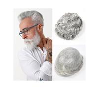 WANGHAI-666 Complément Capillaire Homme pour Calvitie Postiche for Homme en Cheveux Humains, 0,06-0,08 mm, Peau PU intégrale, 8 x 10 Pouces, prothèse Capillaire Masculine Perruquest Hommes